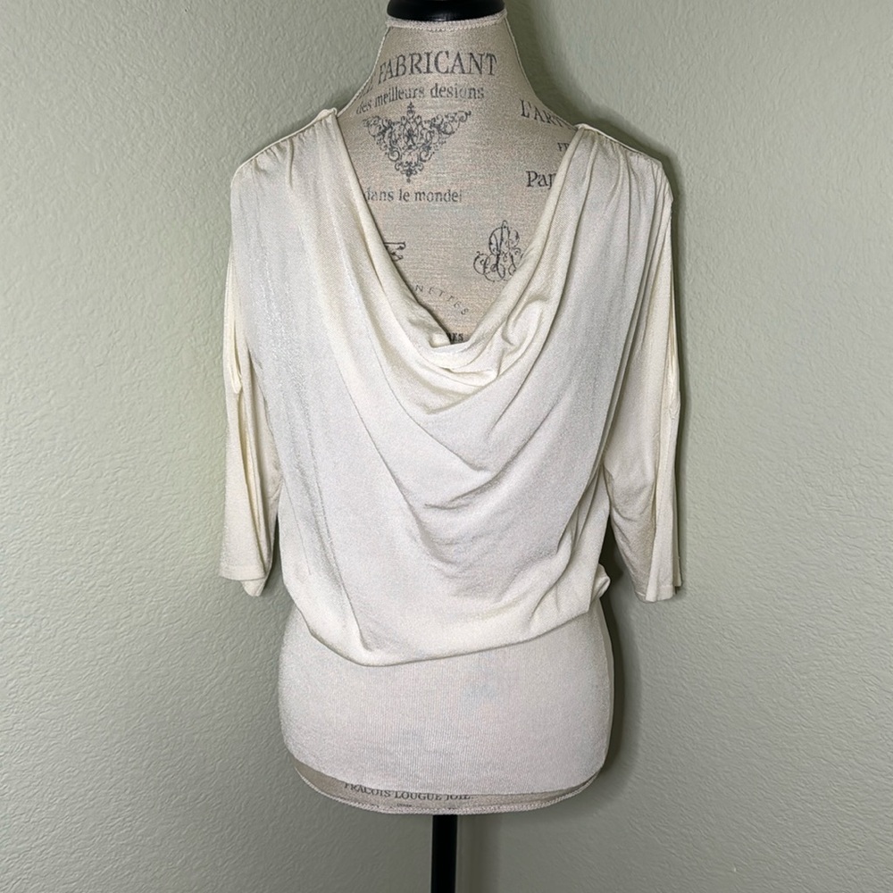 Caché White Dolman Drape Knit Sweater
